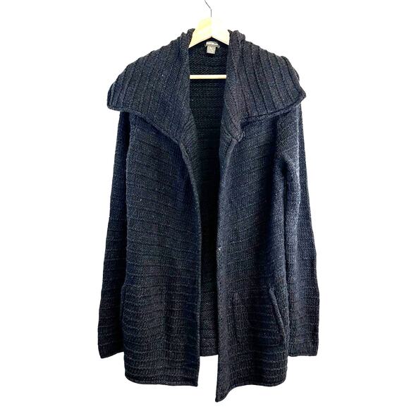 Eddie Bauer Dark Gray Wool Blend Long Knit Coatigan Sweater Size Medium Tall - Picture 1 of 10